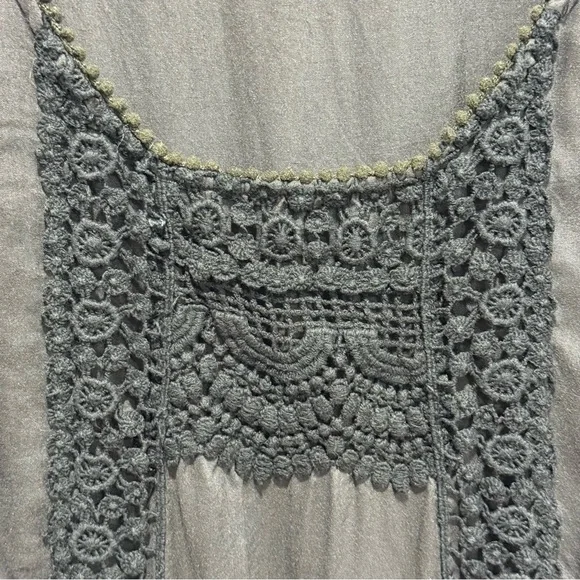 Blue Sky Crochet Trim Tank Top Small Boho Festival Sleeveless Blouse Lace Artsy - Picture 6 of 13
